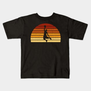 Vintage Sunset Basketball Gift For Basketball Players Kids T-Shirt